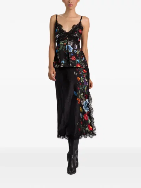 Fustă midi Alice + Olivia din dantelă negru