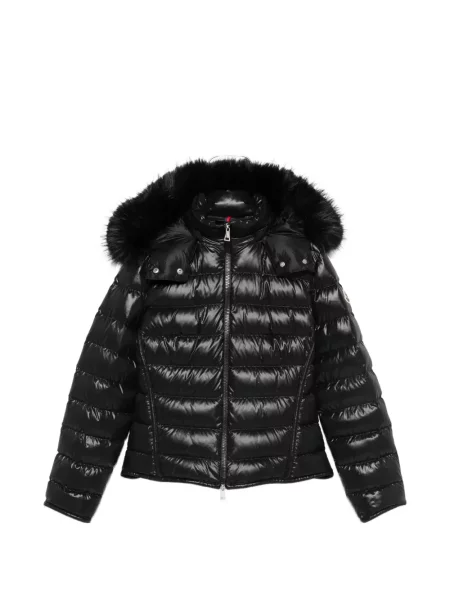 Garnitură de blană geacă Moncler cu glugă cu blană negru