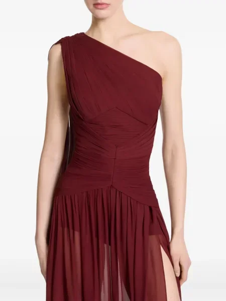 Rochie maxi Elie Saab cu un umăr gol de costum roșu