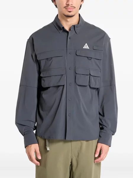 Риза Nike с връзки с дантела сиво