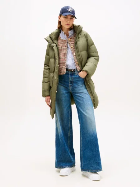 Tommy Hilfiger płaszcz puchowy Kobiety Sztuczne włókno jednolity S zielony