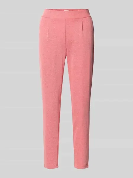 Spodnie materiałowe o kroju slim fit z elastycznym pasem model ‘Kate’ Ichi różowe