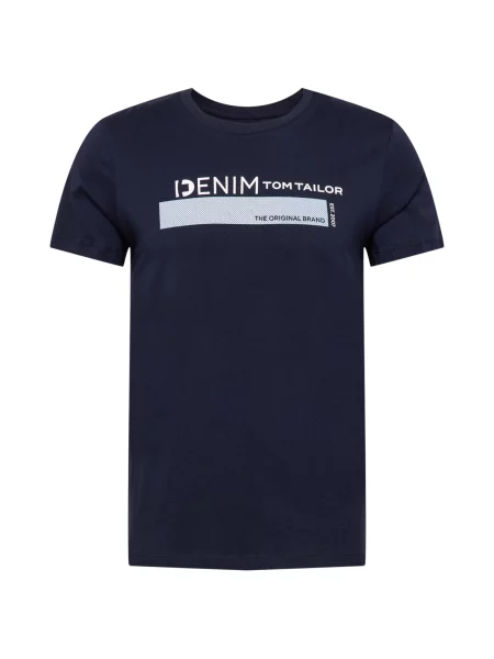 TOM TAILOR DENIM Tricou / albastru noapte alb