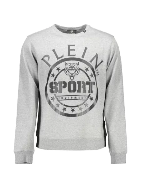 Pulover Plein Sport cu imagine cu decolteu rotund cu dungi de tigru gri