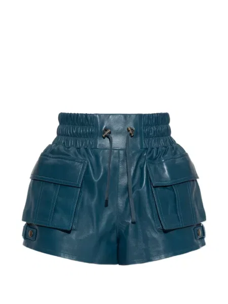 Pantaloni scurți cargo Balmain din piele albastru