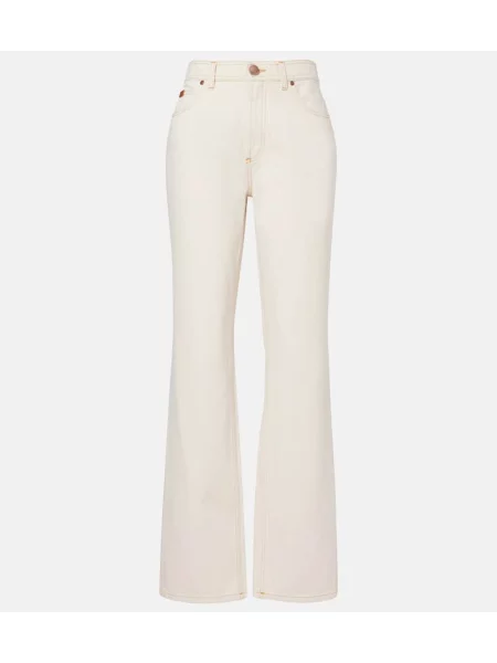 Blugi drepți Tod's cu talie înaltă alb