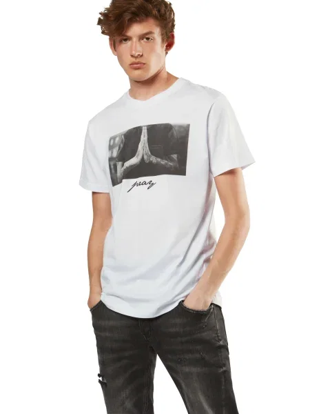 Mister Tee Tricou Pray / gri alb