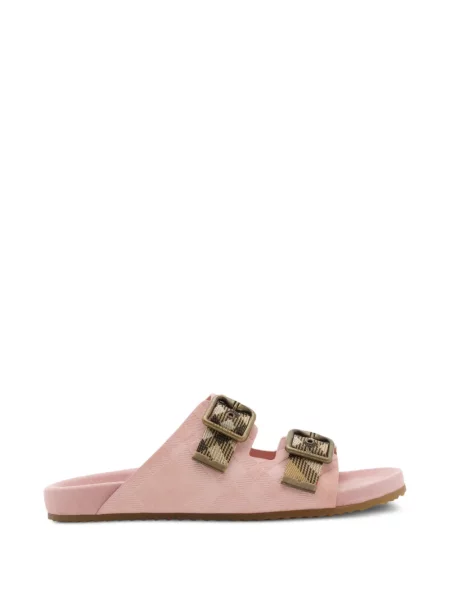 Sandale Burberry în carouri cu cataramă roz