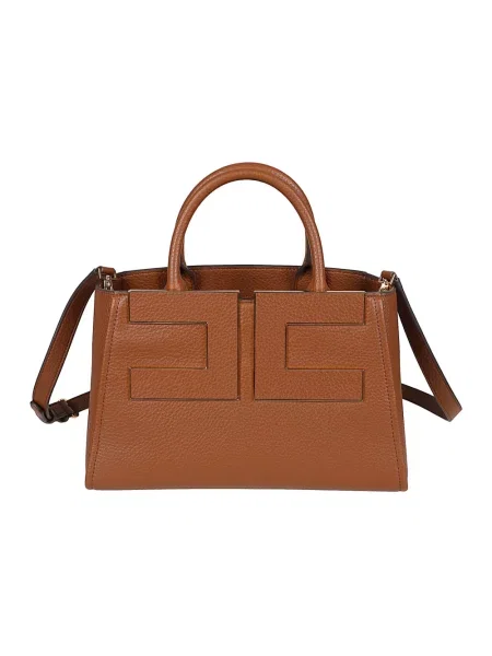 Shopperka Elisabetta Franchi skórzana brązowa