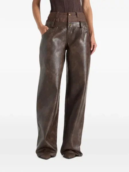 Pantaloni Manière De Voir din piele maro