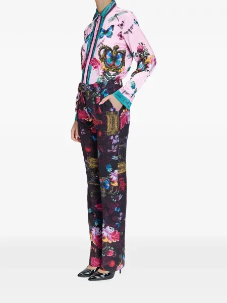 Hlače Versace Jeans Couture sa kopčom crna