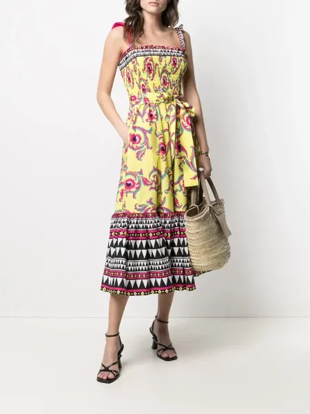 Rochie La Doublej cu model floral cu imagine galben