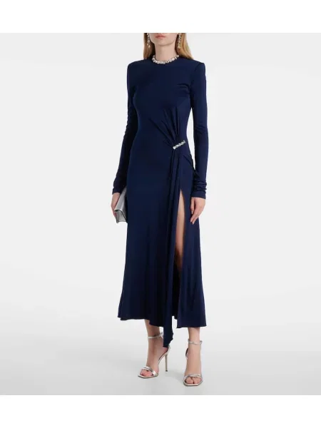 Rochie midi David Koma de cristal până la genunchi de costum albastru