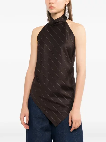 Top Helmut Lang cu gât halter maro