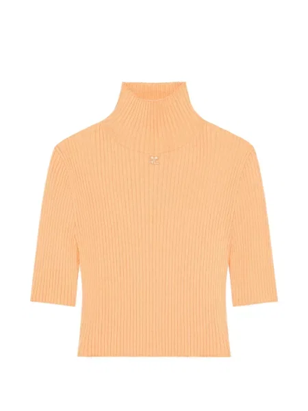 Cropp pulover cu guler înalt top Courreges portocaliu