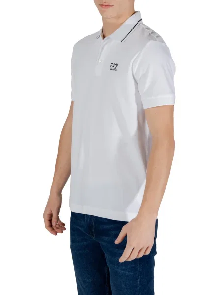 Koszulka polo Ea7 Emporio Armani z nadrukiem biała