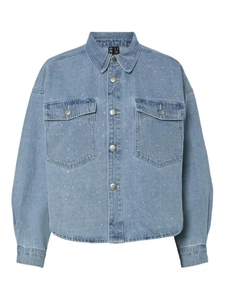 Jeans jakna Pieces modra