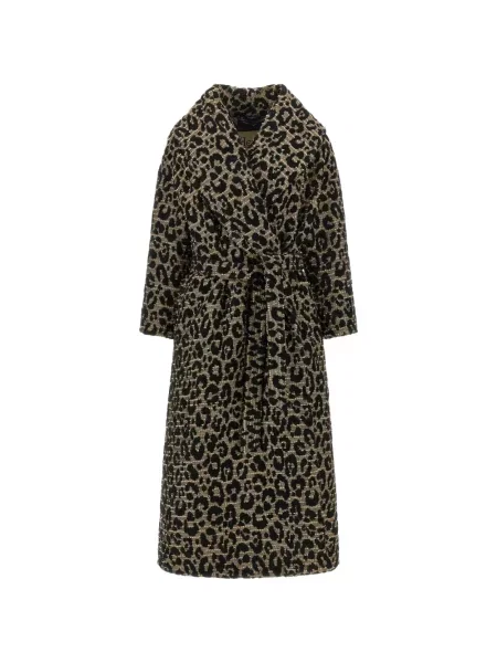 Palton Herno cu imagine cu model leopard din jacard negru