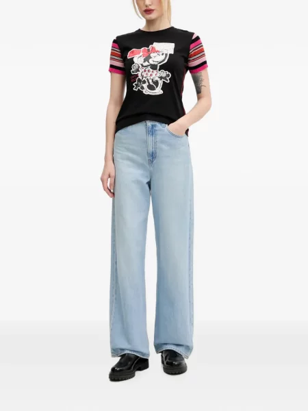Tricou Desigual cu dungi negru