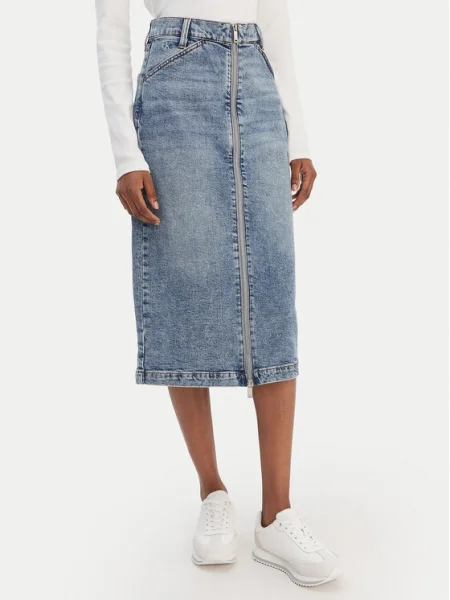 Пола Calvin Klein Jeans Denim Zip Front Skirt Blue 25 синьо