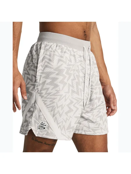 Pantaloni scurți de baschet pentru bărbați Under Armour Curry Mesh Short white clay/mod gray alb