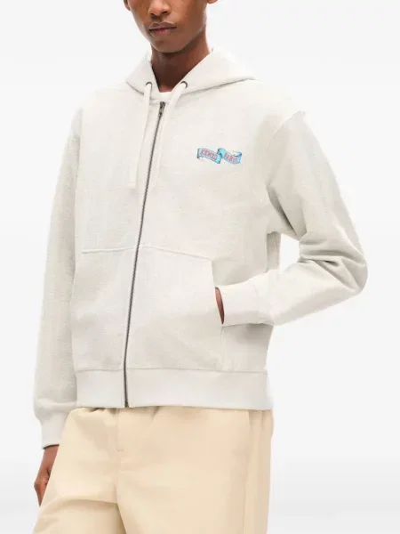 Hanorac cu glugă Kenzo cu model herringbone gri