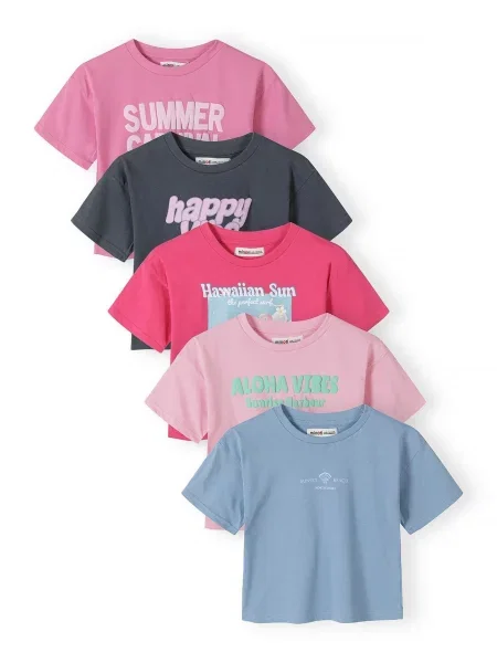 MINOTI Tricou azuriu / închis / roz / roz / roz deschis gri