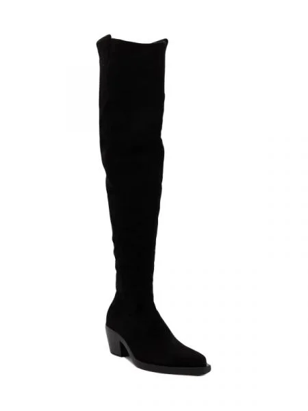 Pinko Bőr csizma STRAUSS TEXANO CUISSARD SUEDE fekete