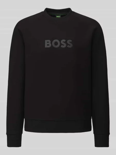 Bluza z tonalnym napisem z logo model Salbo' Boss Green czarna