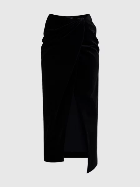 Велюровая юбка миди Balenciaga черная