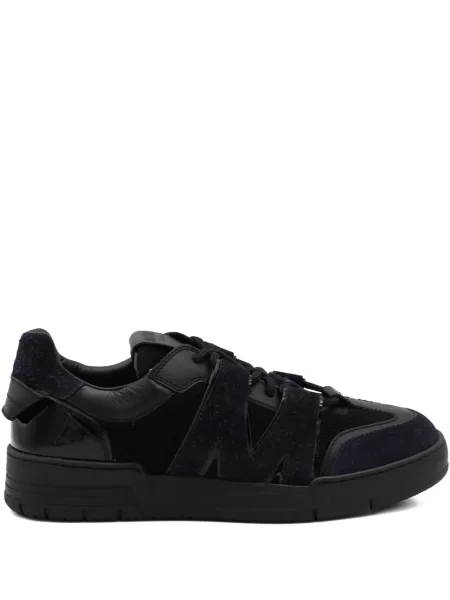 Sneakerși Moschino cu șireturi din piele de căprioară negru