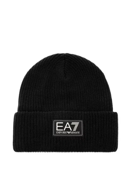 Dzianinowa czapka Ea7 Emporio Armani z logo czarna