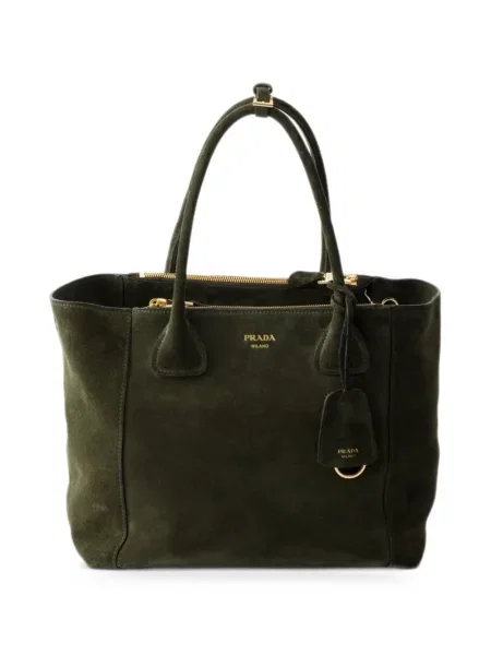 Geantă shopper Prada din piele de căprioară verde