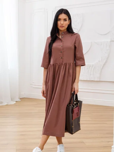 Лляна Сукня міді RiMari коричневий