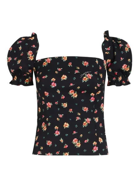 Bluză Dolce & Gabbana cu model floral negru