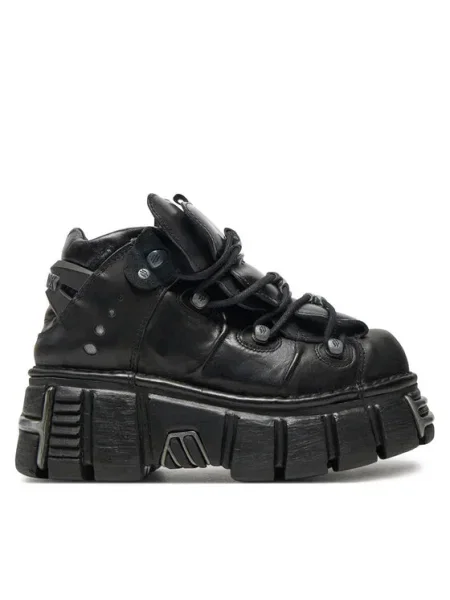 New Rock bőr sportcipő Itali Negro + Nomada Negro + Tower Negro Acero fekete
