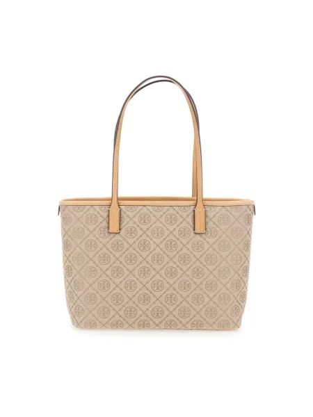 Shopperka Tory Burch skórzana beżowa