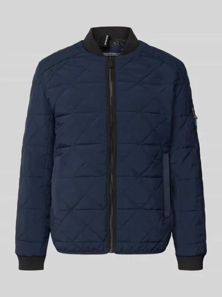 Kurtka w stylu bomberka o kroju regular fit z kieszenią na rękawie Tom Tailor granatowy