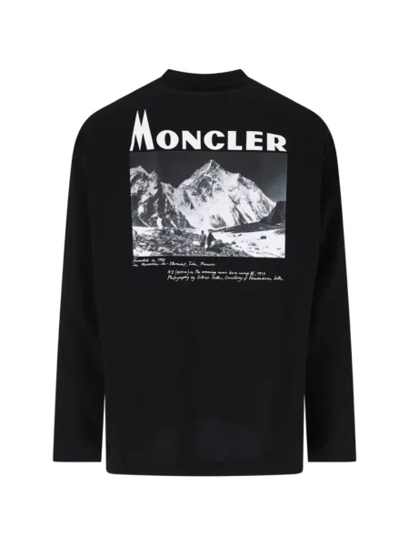 Lung tricou Moncler cu imagine negru