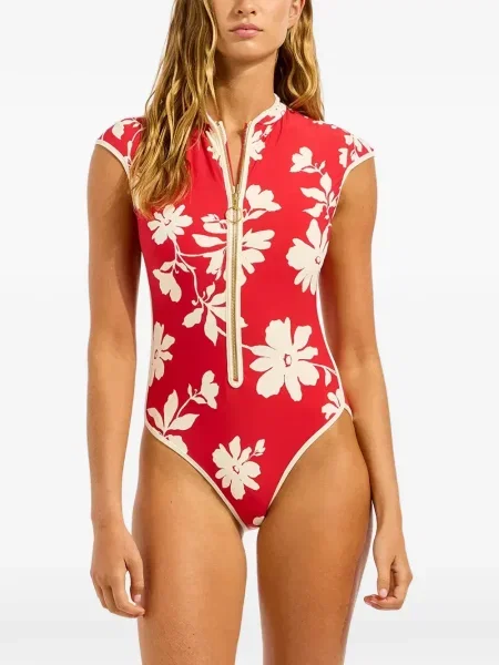 Șapcă Seafolly cu model floral cu imagine roșu