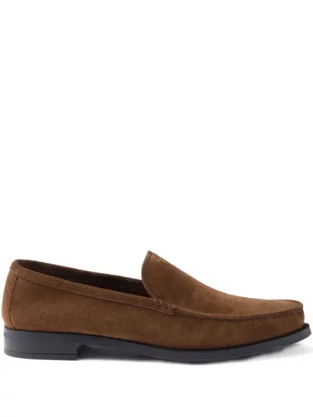 Pantofi loafer Prada din piele de căprioară maro