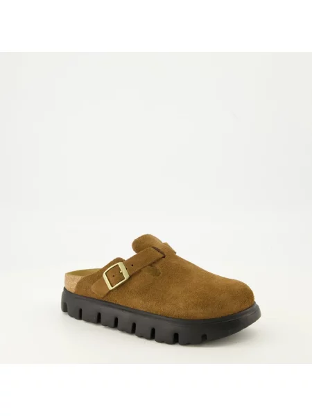 Klapki Birkenstock skórzane chunky brązowe