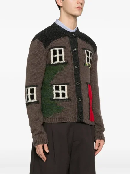 Vlněný kardigan Jw Anderson hnědý