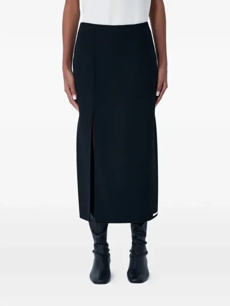 Fustă midi Sportmax până la genunchi cu crăpătură negru