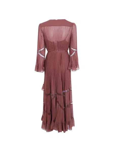 Rochie midi Twinset cu volane maro