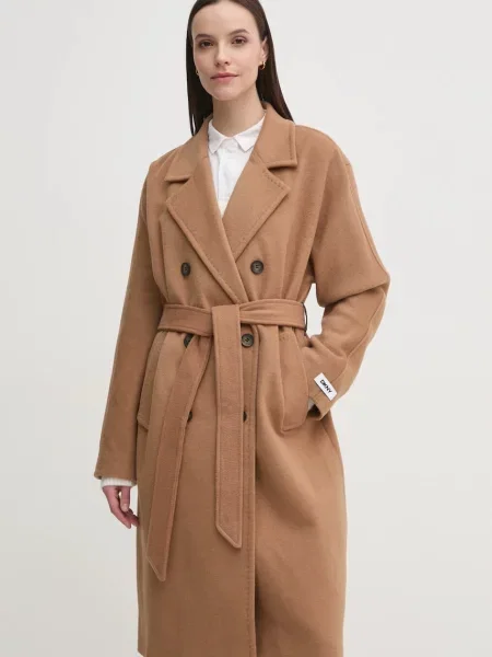 Dkny palton de lână de tranzitie cu doua randuri de maro