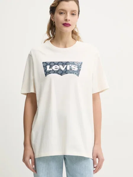 Levi's tričko GRAPHIC CREWNECK béžové