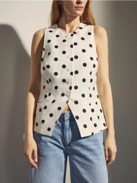 Reserved Kamizelka garniturowa z lnem wielobarwny