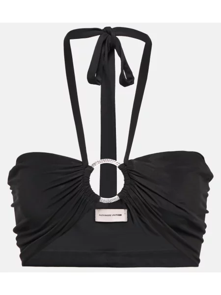 Top Alexandre Vauthier z kryształkami czarny