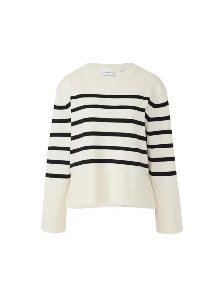 Sweter z dzianiny z prążkowanymi wykończeniami biały